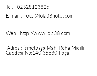 Lola 38 Hotel iletiim bilgileri